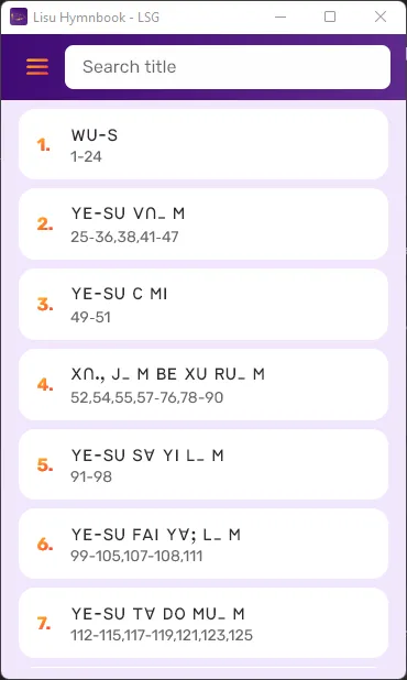 Lisu Hymnbook (LSG) | Indus Appstore | Screenshot