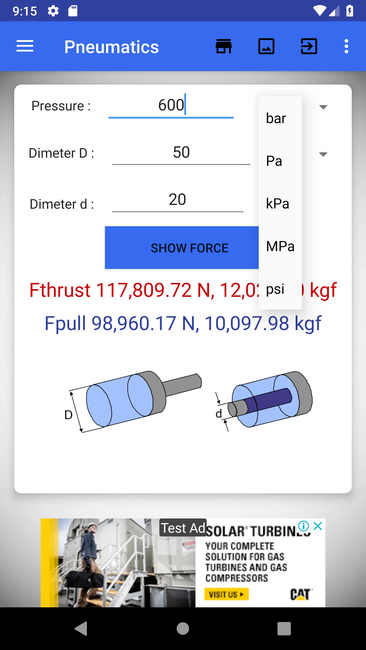 Pneumatic Cylinder Calculator | Indus Appstore | Screenshot