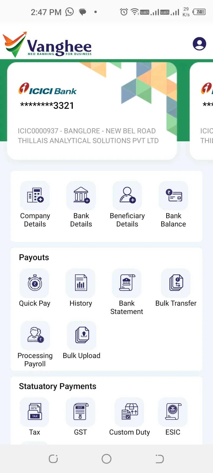 Vanghee Lite: Neo Banking | Indus Appstore | Screenshot