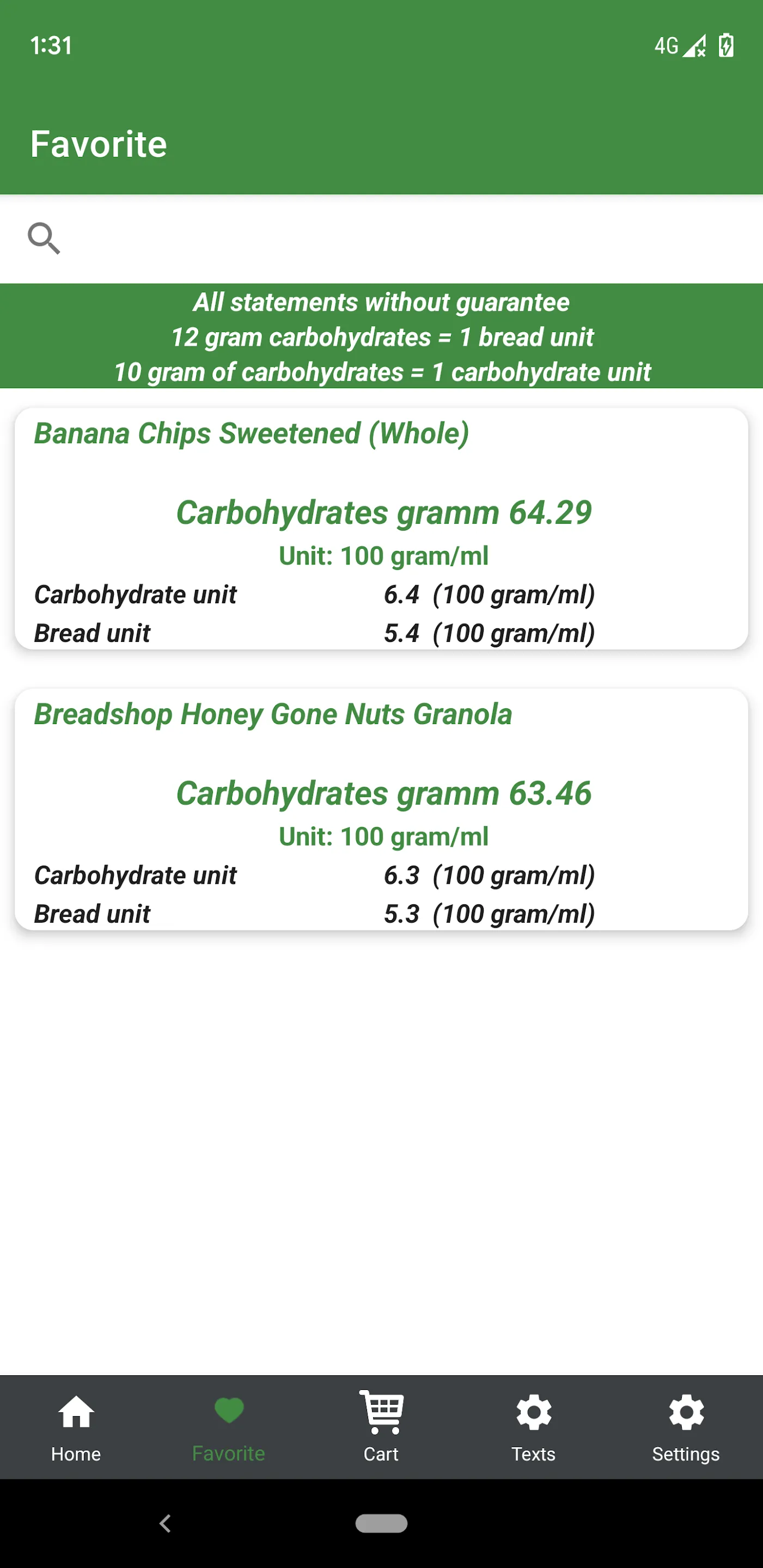 Nutrition table Food Diary | Indus Appstore | Screenshot