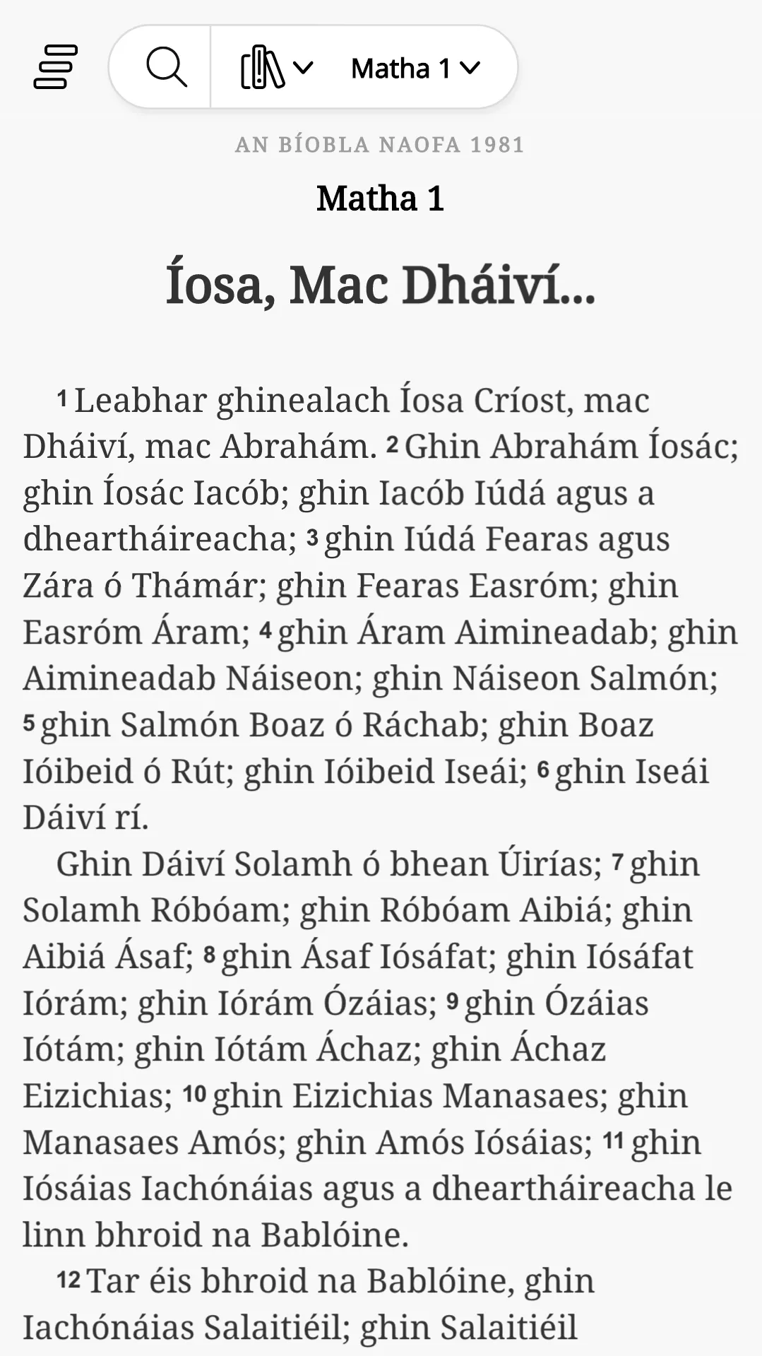 An Bíobla Naofa (Irish Bible) | Indus Appstore | Screenshot