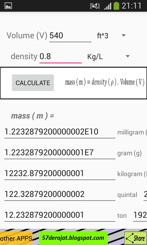 Density Calculator | Indus Appstore | Screenshot