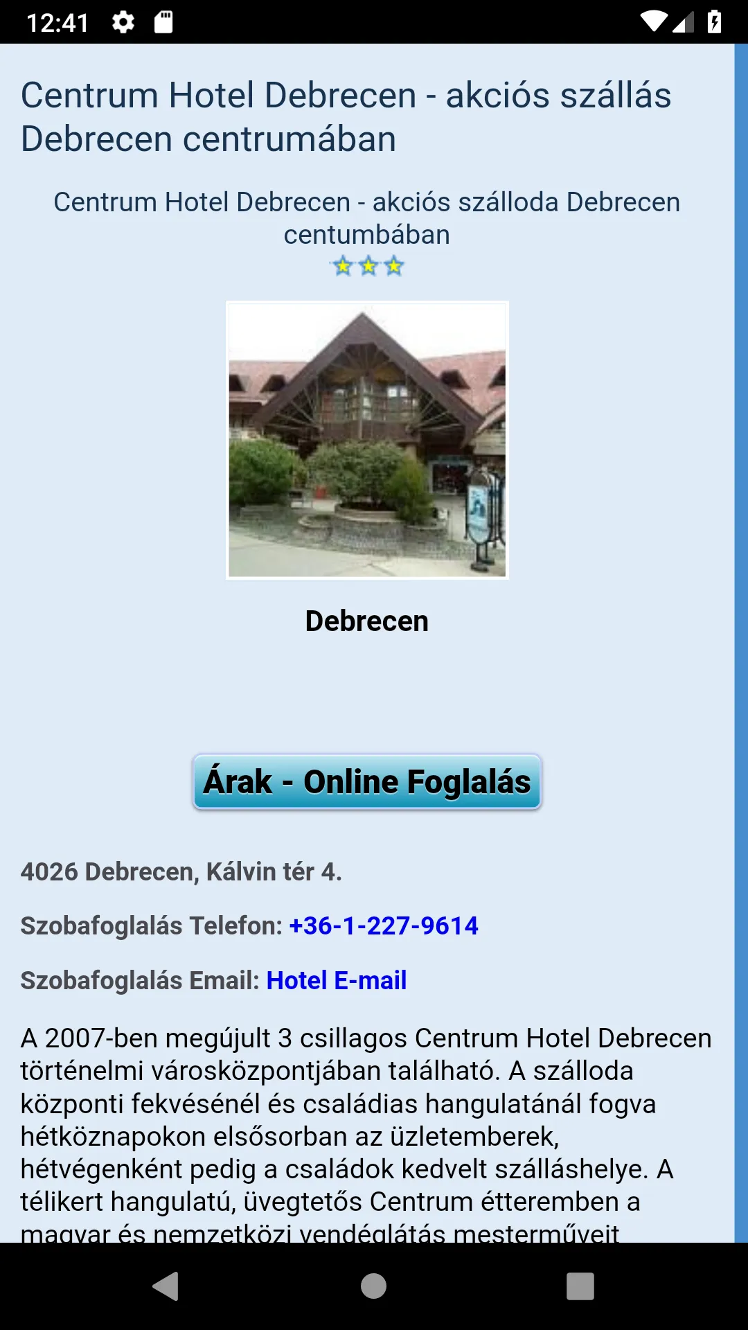 Debreceni szállodák hotelek | Indus Appstore | Screenshot