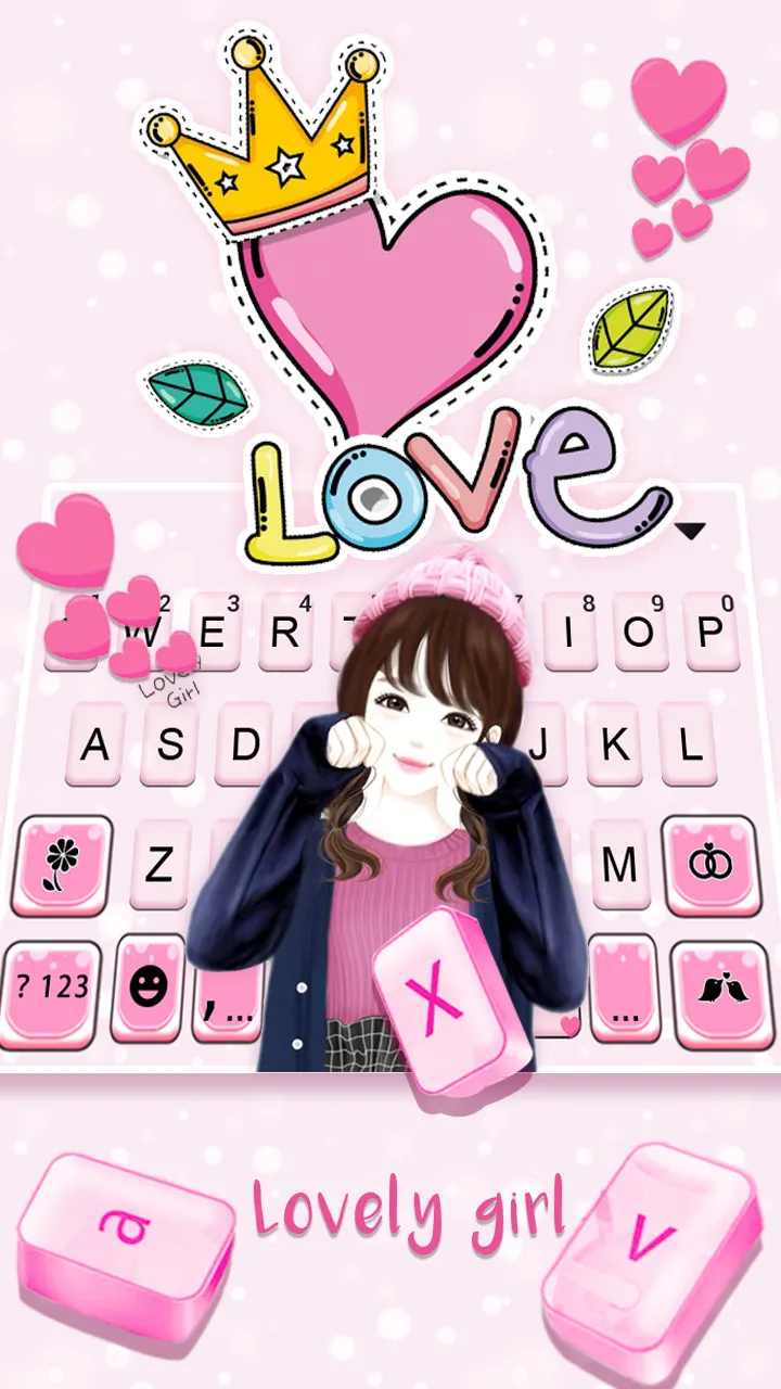 Lovely Cute Girl Keyboard Back | Indus Appstore | Screenshot