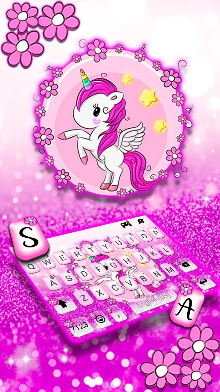 Glitter Purple Unicorn Keyboar | Indus Appstore | Screenshot