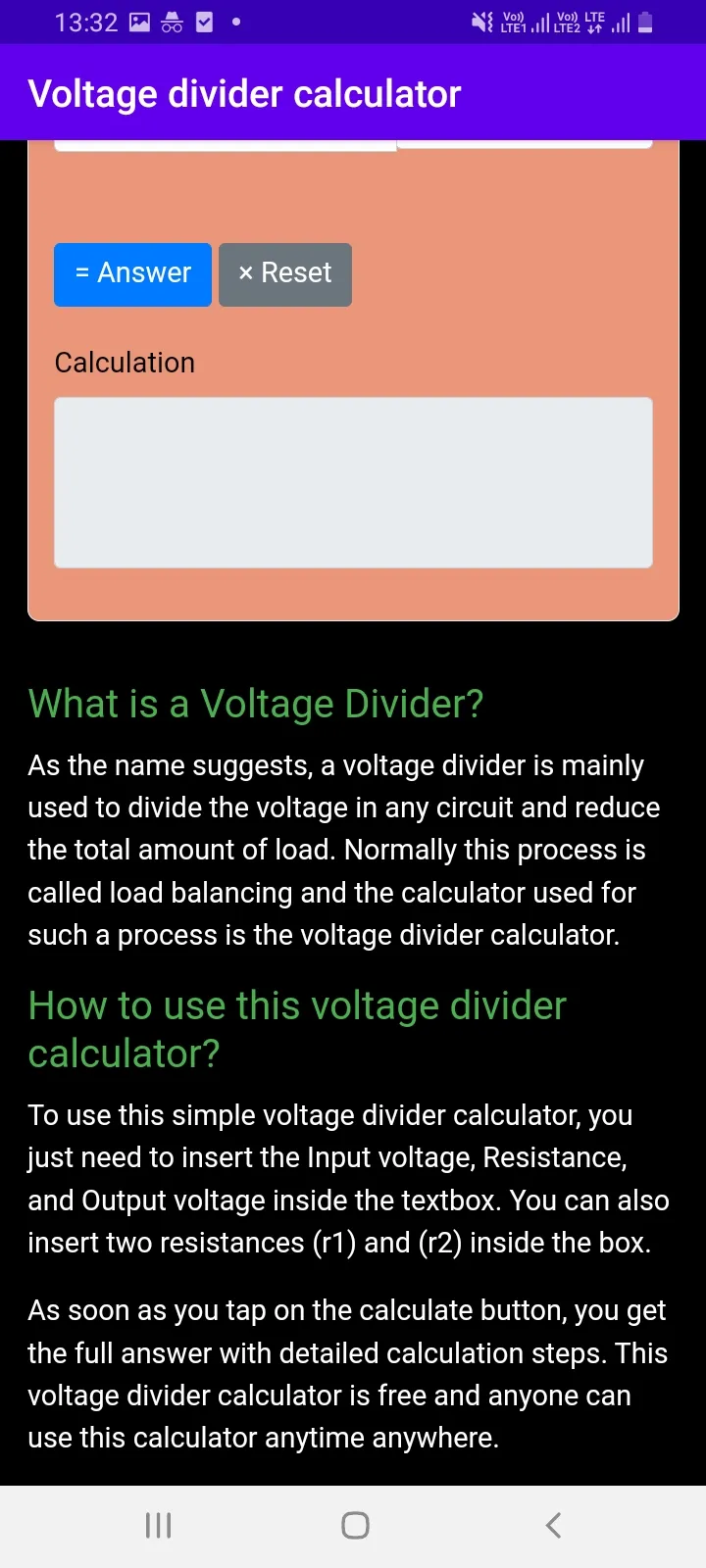 Voltage divider calculator | Indus Appstore | Screenshot