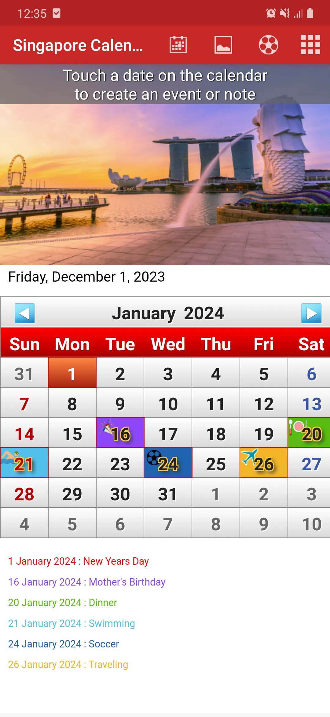 Singapore Calendar 2024 | Indus Appstore | Screenshot