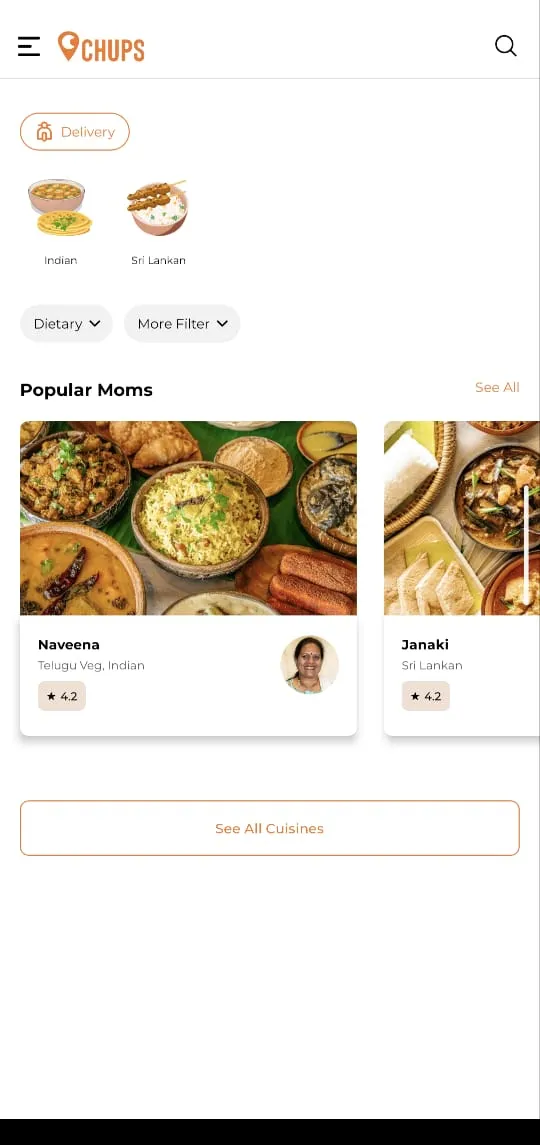 Chups - Mom2Mom Meals | Indus Appstore | Screenshot