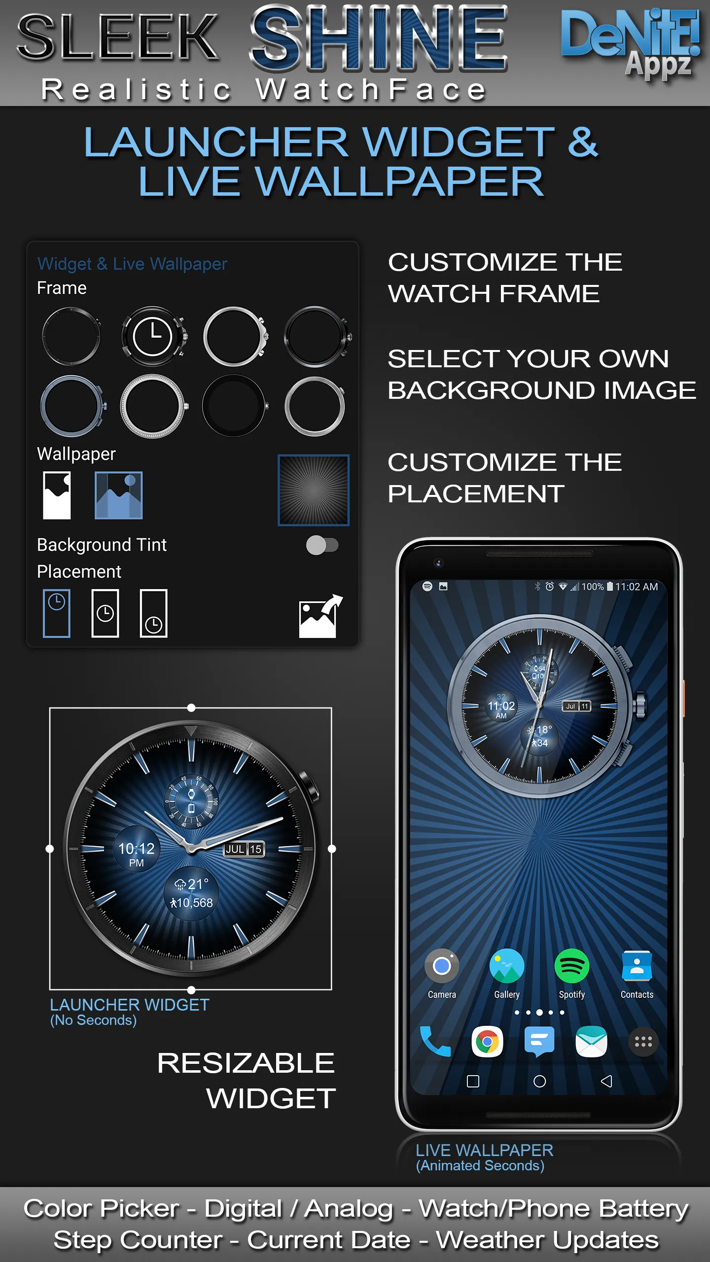 Sleek Shine HD Watch Face | Indus Appstore | Screenshot