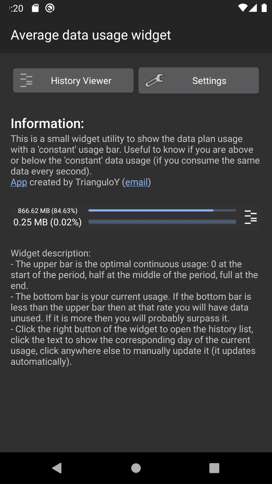 Average data usage widget | Indus Appstore | Screenshot