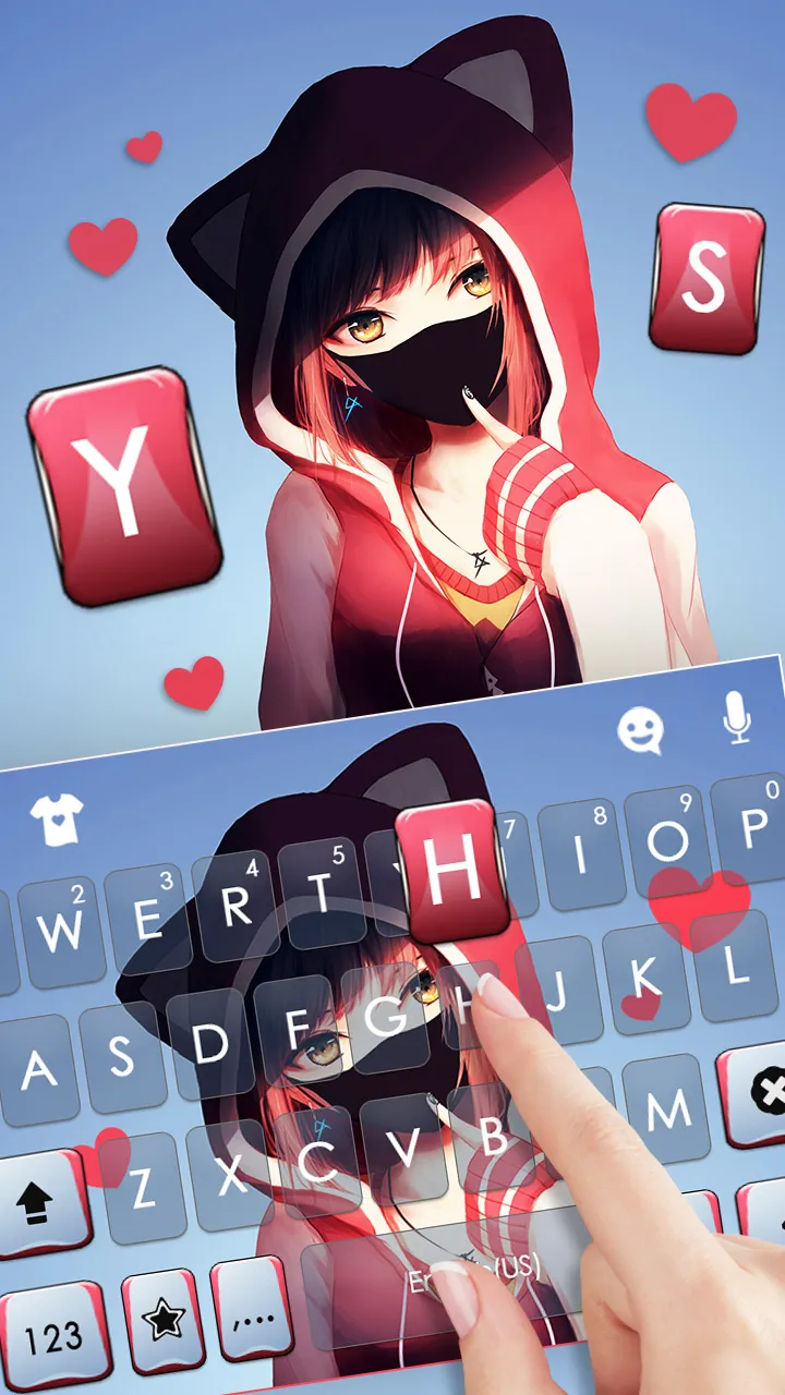 Anime Girl Mask Keyboard Backg | Indus Appstore | Screenshot