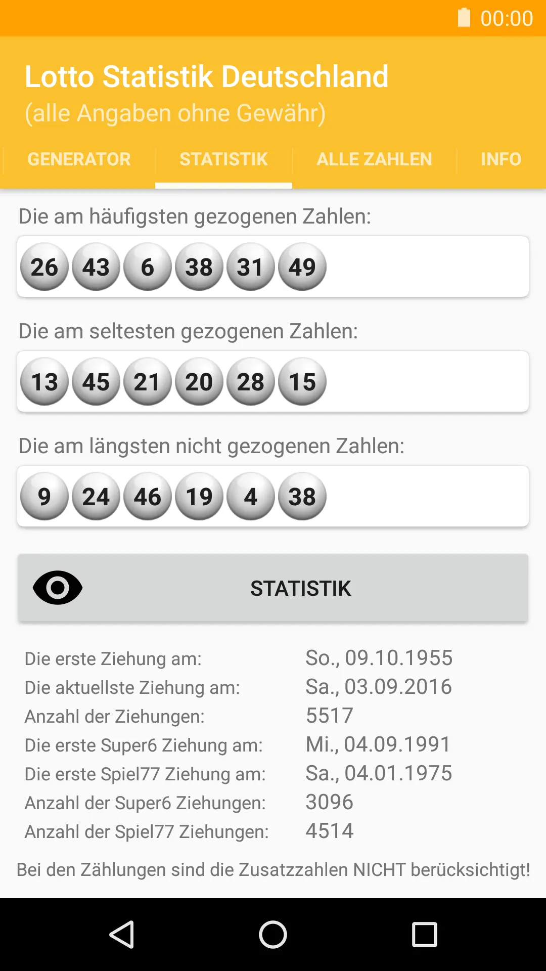 Lotto Statistik Deutschland | Indus Appstore | Screenshot