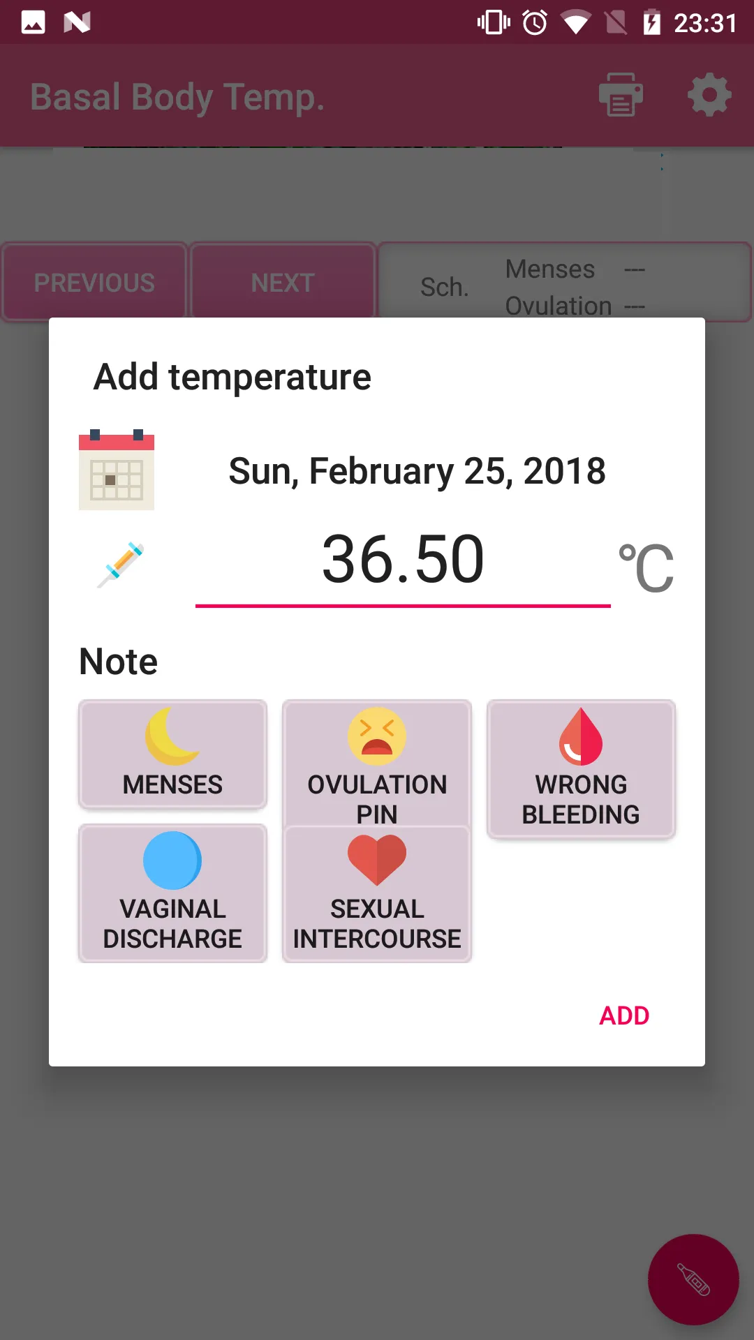 Basal Body Temperature Graph | Indus Appstore | Screenshot