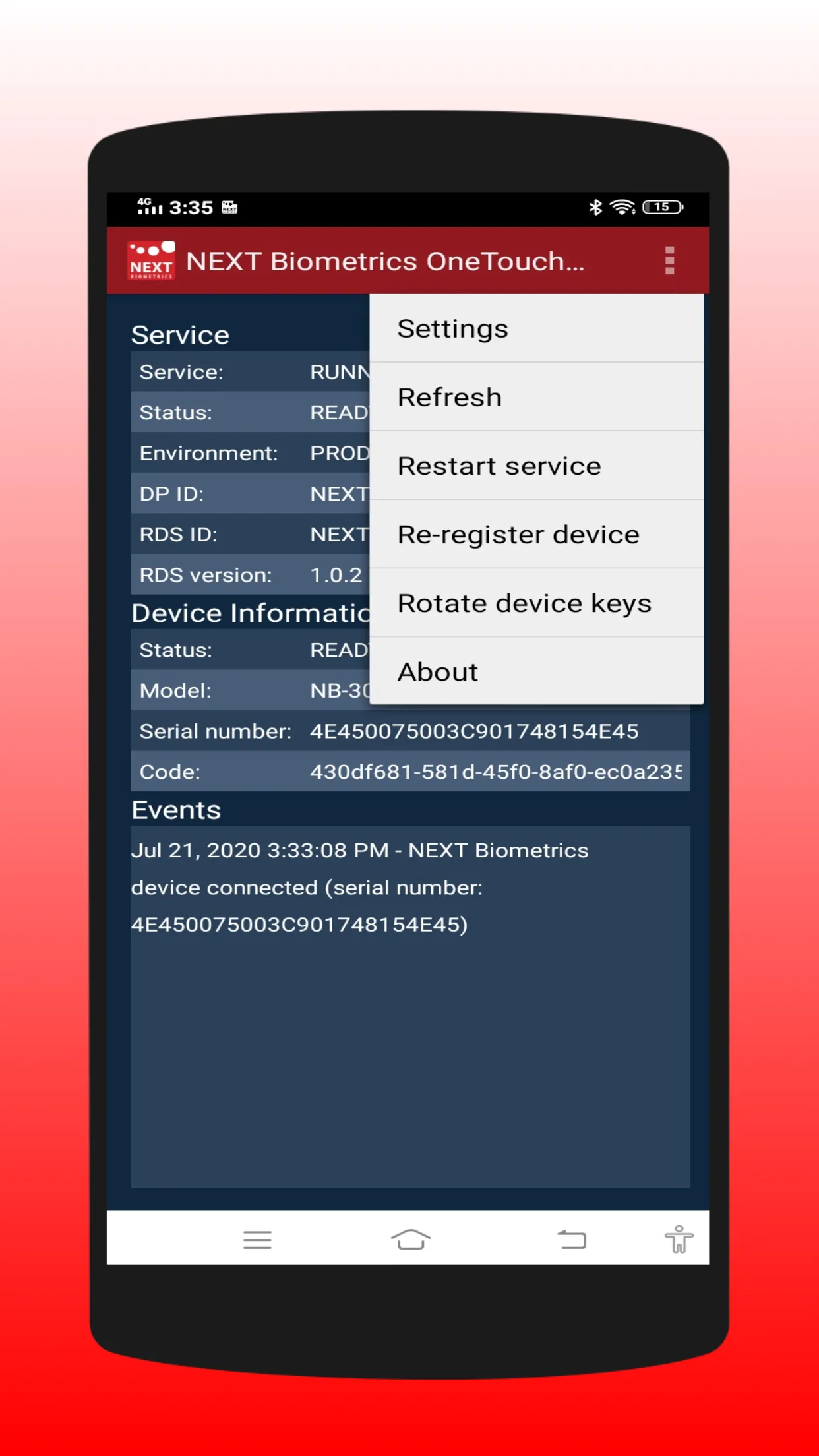 NEXT Biometrics RD Service L0 | Indus Appstore | Screenshot