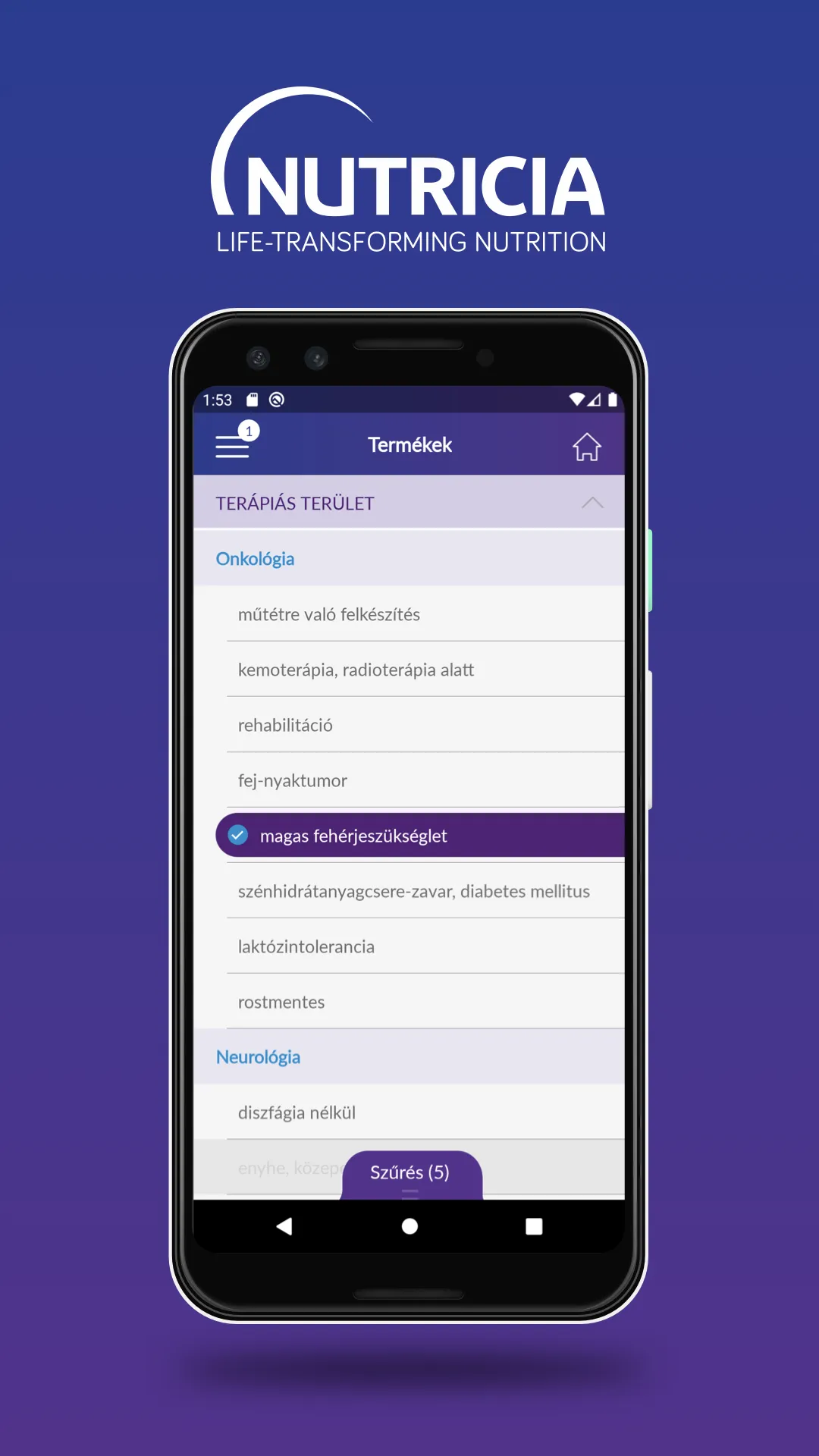 Nutricia Termékválasztó | Indus Appstore | Screenshot