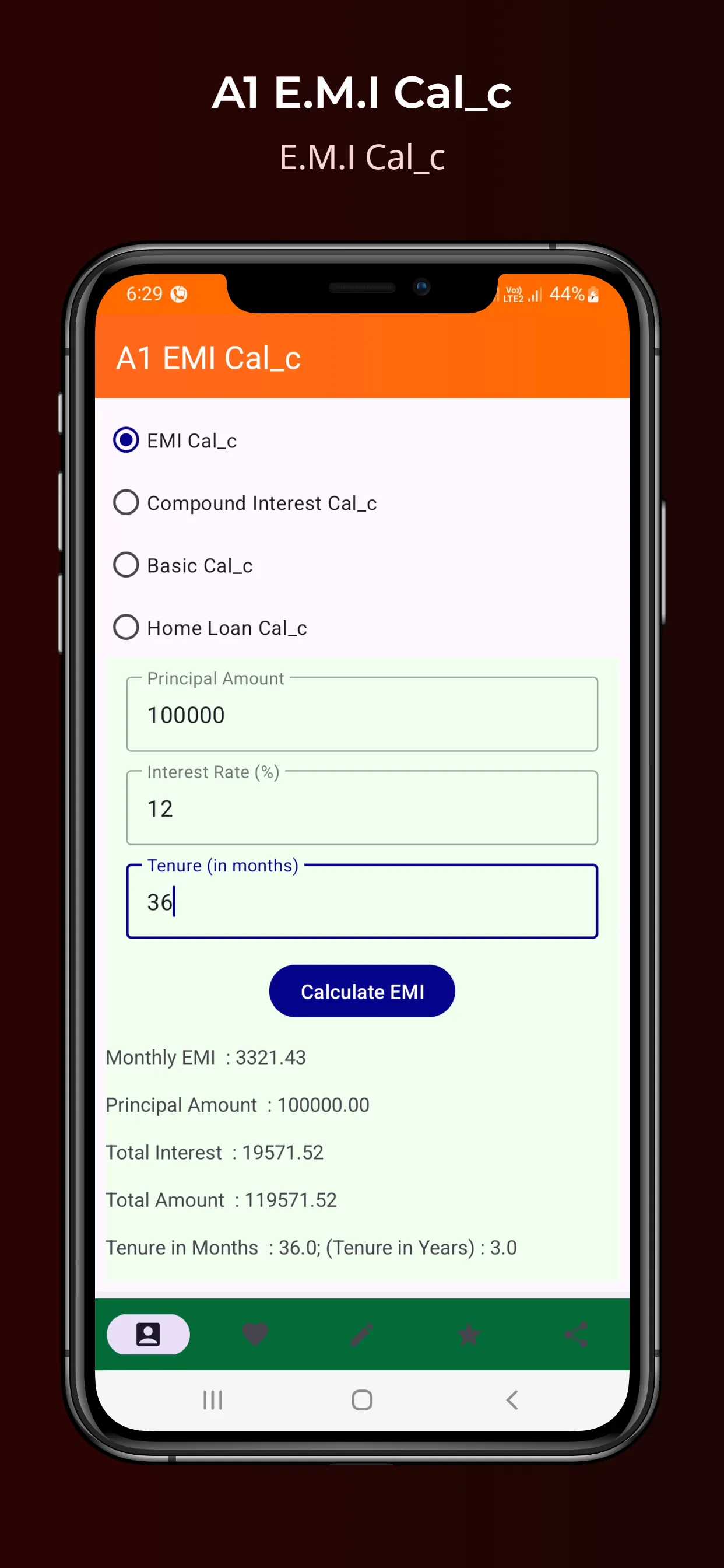 A1 EMI Calc - ALL Loan Planner | Indus Appstore | Screenshot