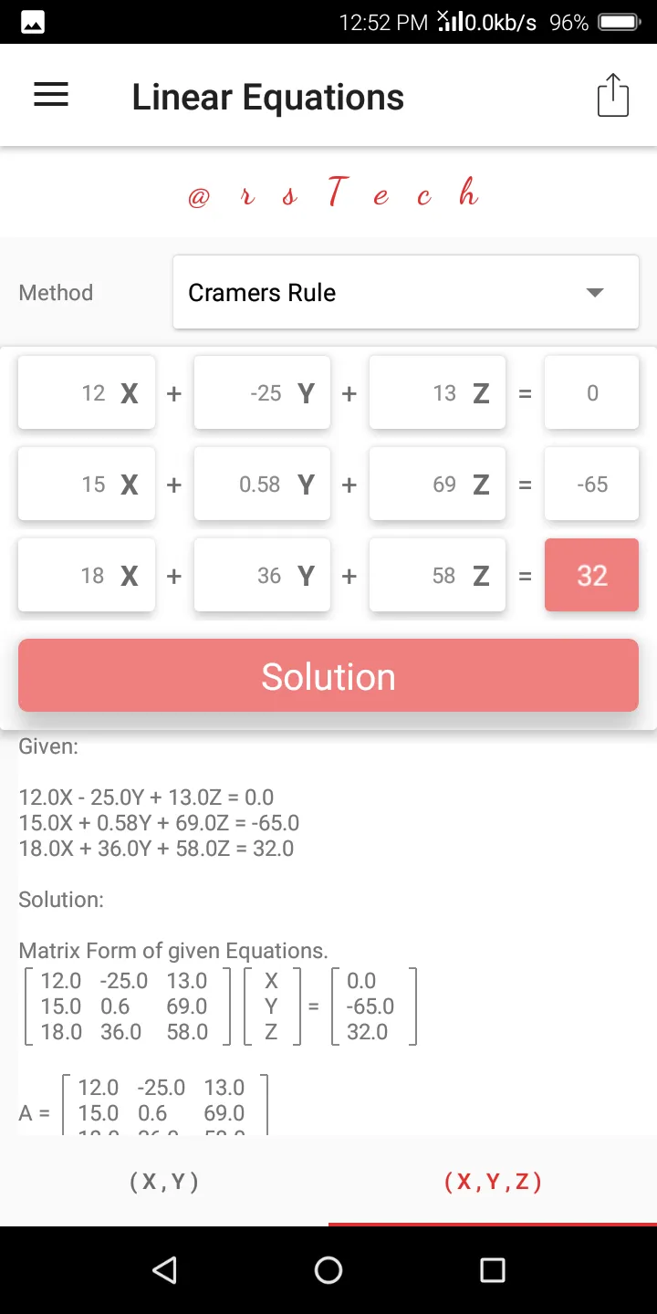 Linear Equations Solver | Indus Appstore | Screenshot