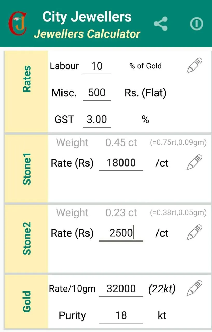 Jewellers Calculator | Indus Appstore | Screenshot