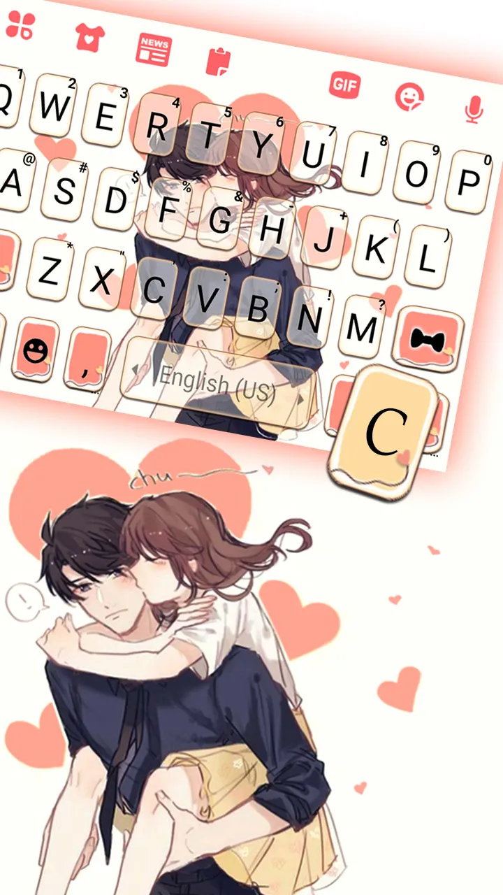 Anime Couple Love Keyboard Bac | Indus Appstore | Screenshot