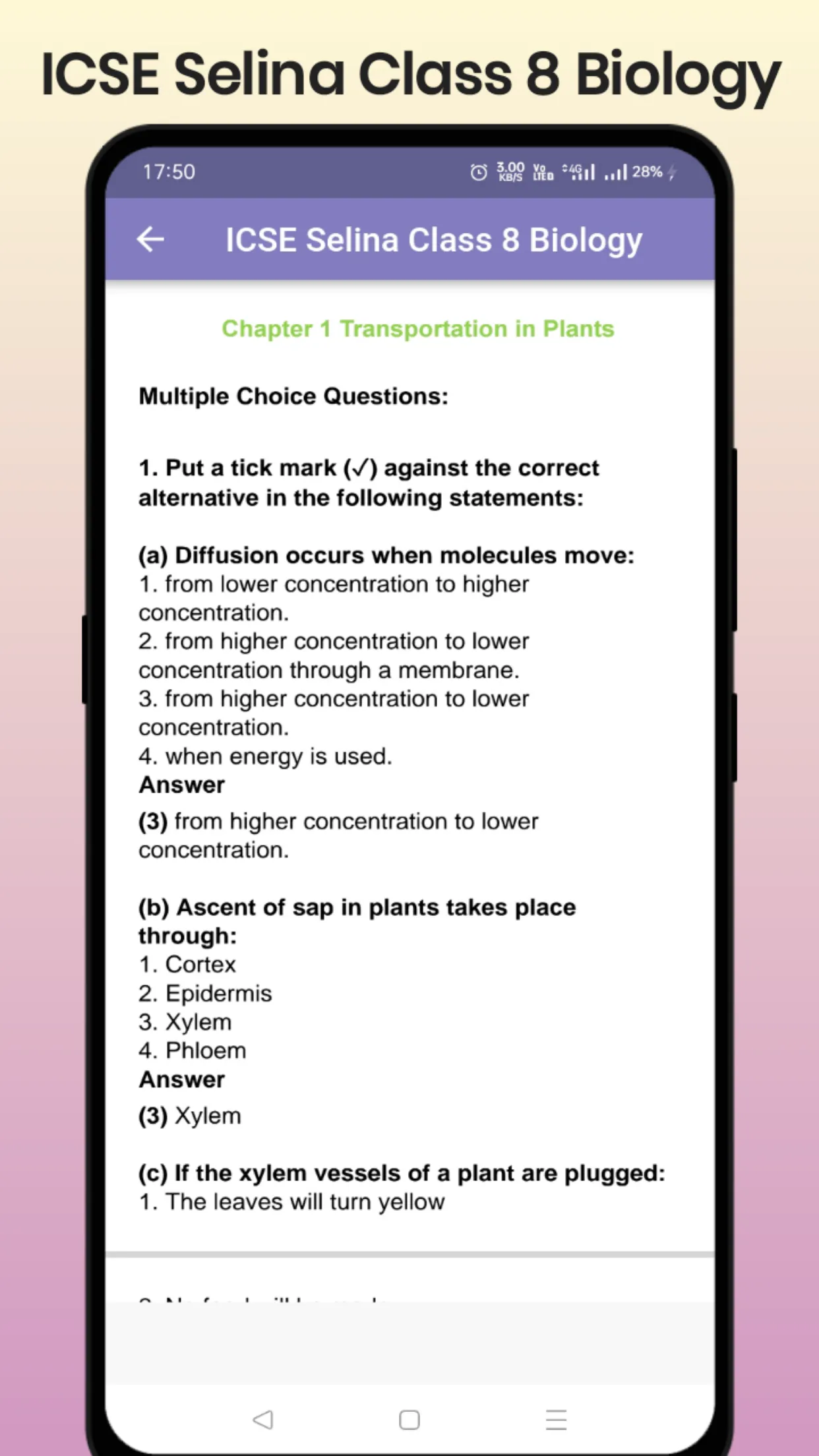 ICSE Selina Class 8 Biology | Indus Appstore | Screenshot