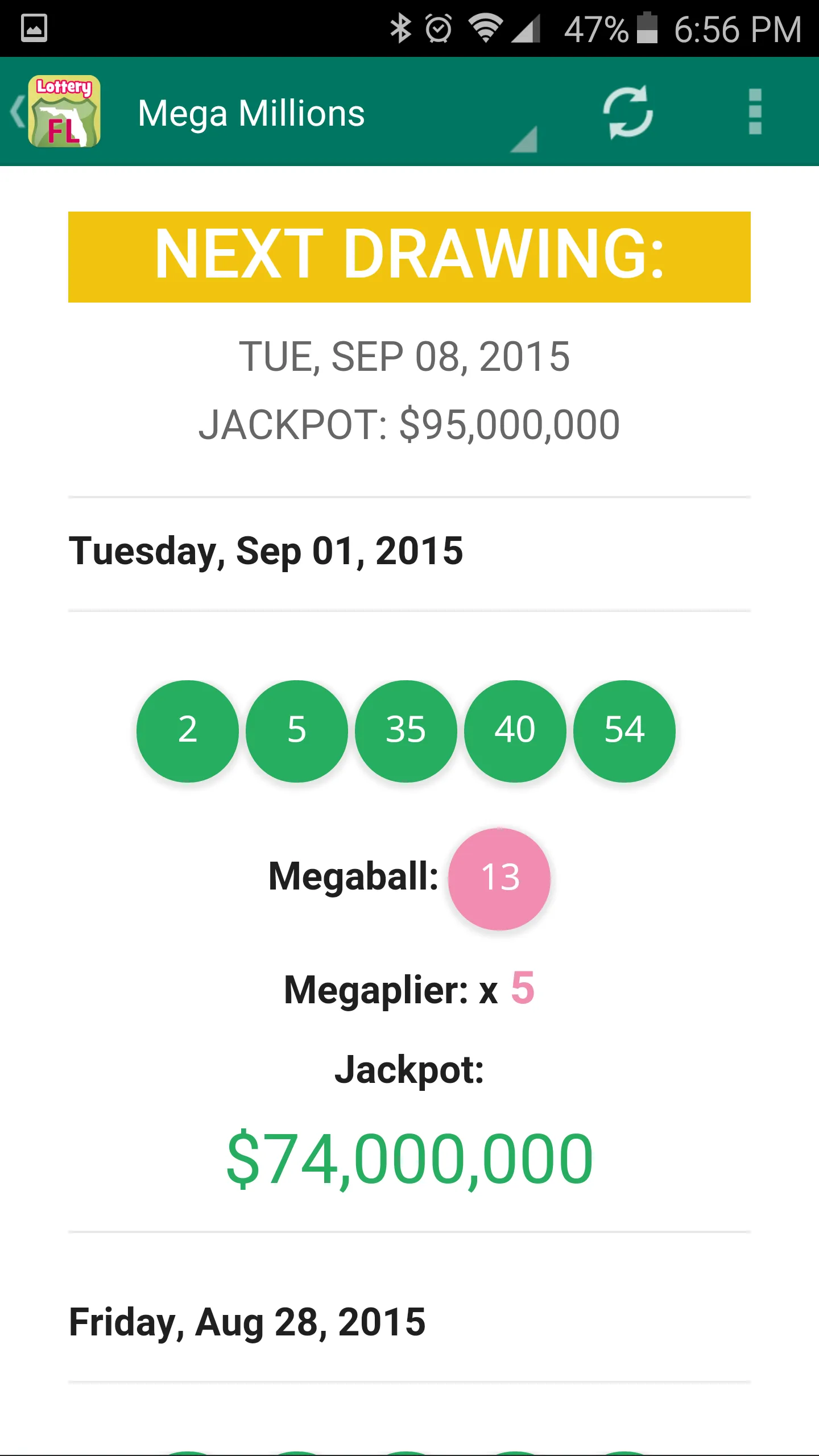 Florida Lottery Results | Indus Appstore | Screenshot