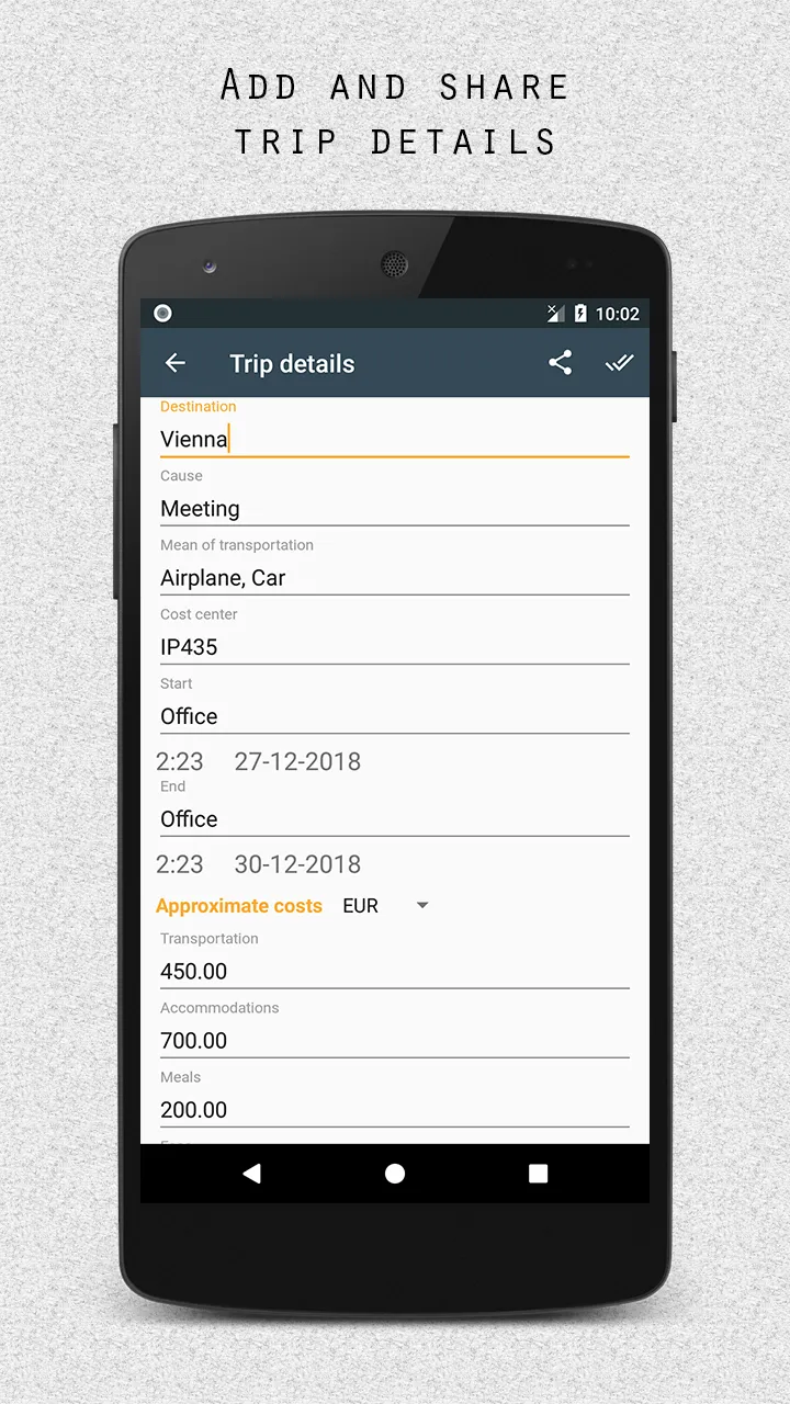 myTripPal record trip expenses | Indus Appstore | Screenshot