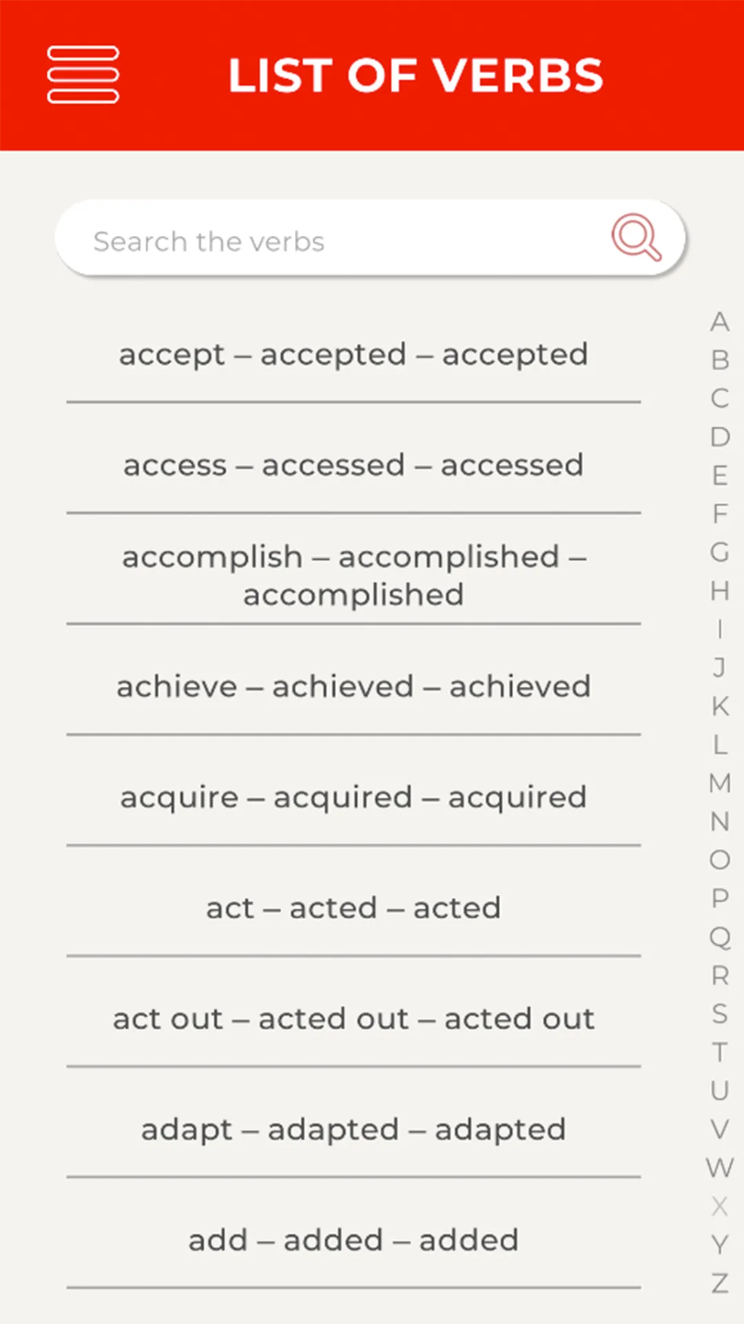 List of Verbs | Indus Appstore | Screenshot