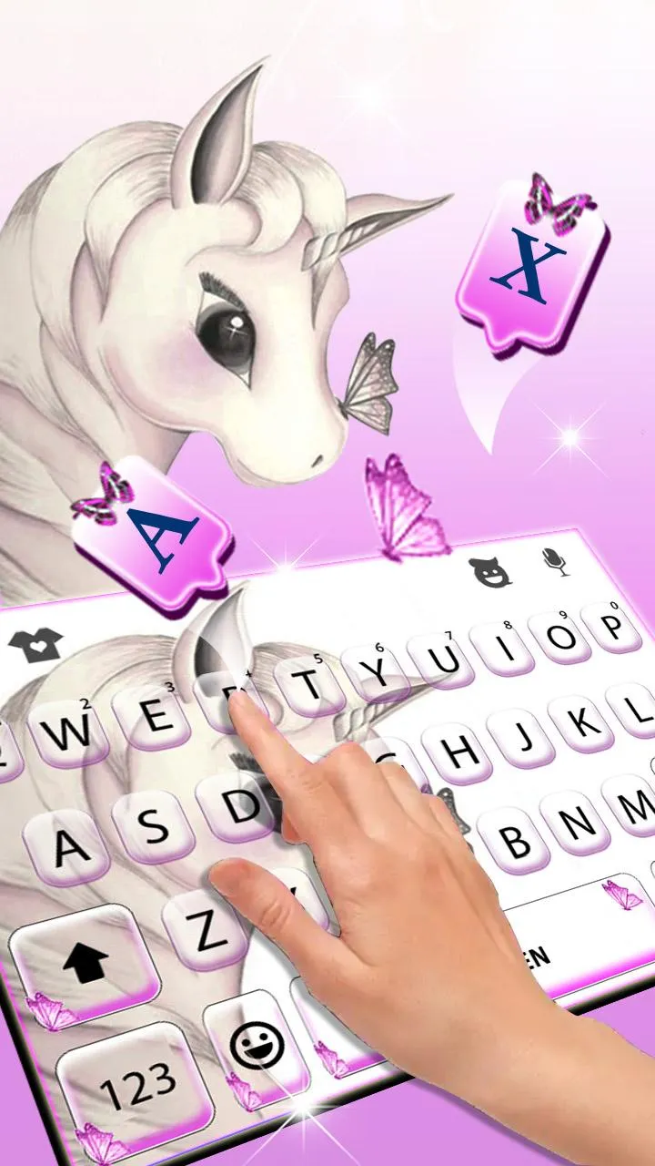 Silver Unicorn Butterfly Keybo | Indus Appstore | Screenshot