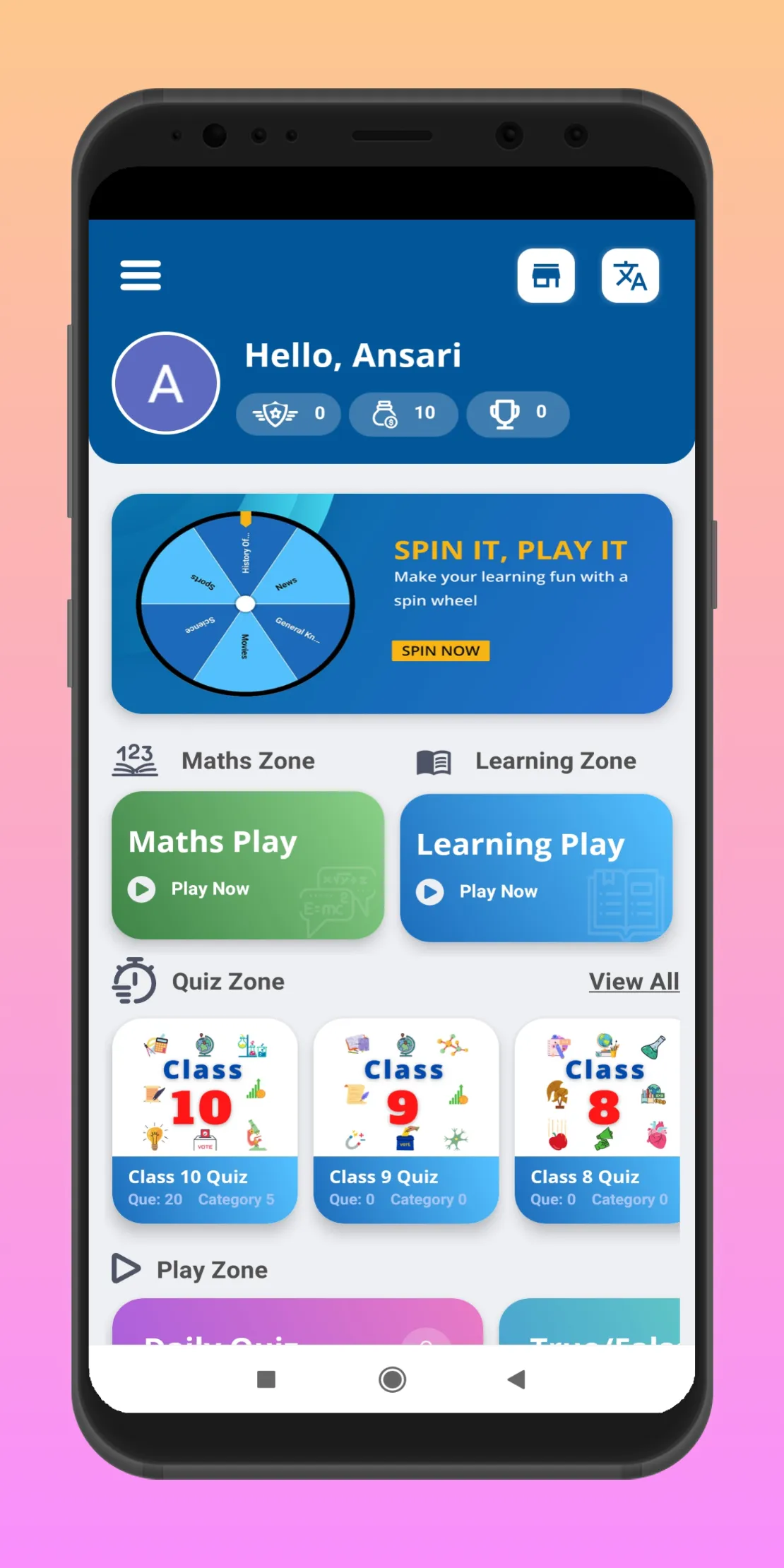 Quizee : Play to Learn | Indus Appstore | Screenshot