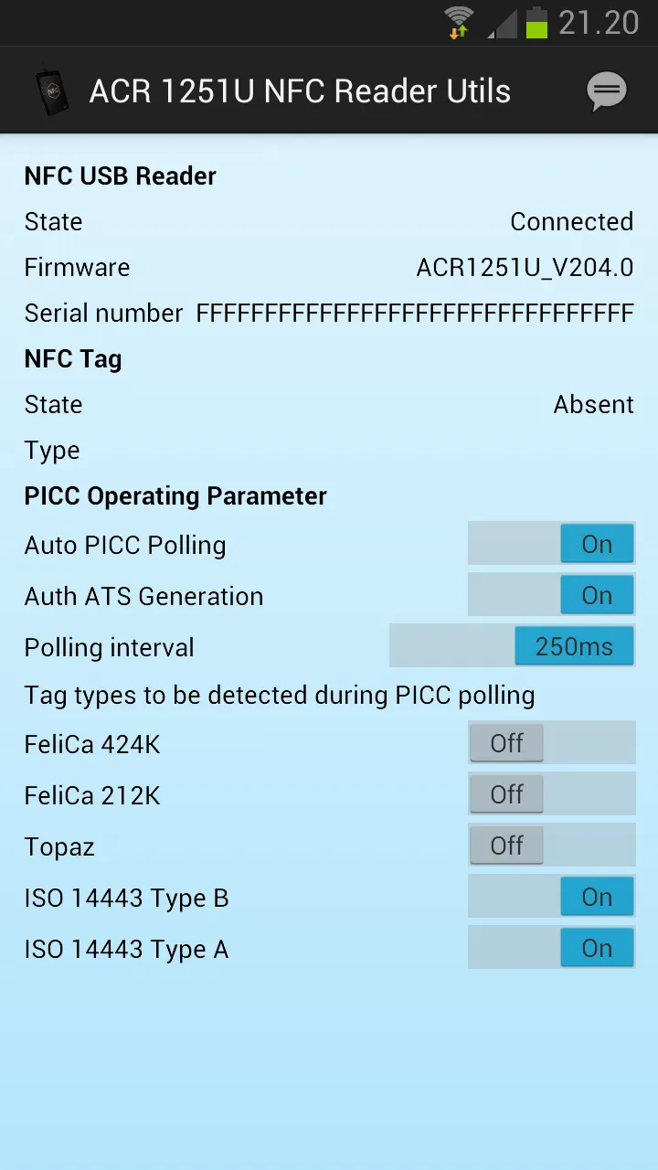 ACR 1251 USB NFC Reader Utils | Indus Appstore | Screenshot