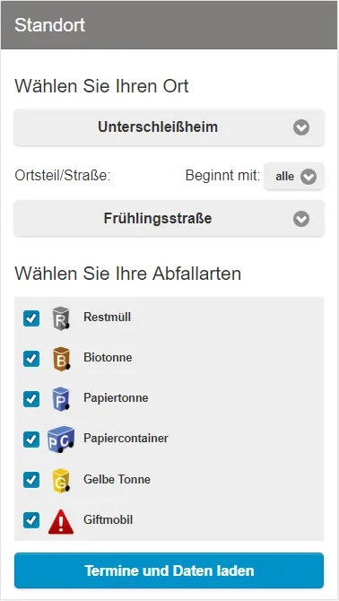 Unterschleissheim Abfall-App | Indus Appstore | Screenshot