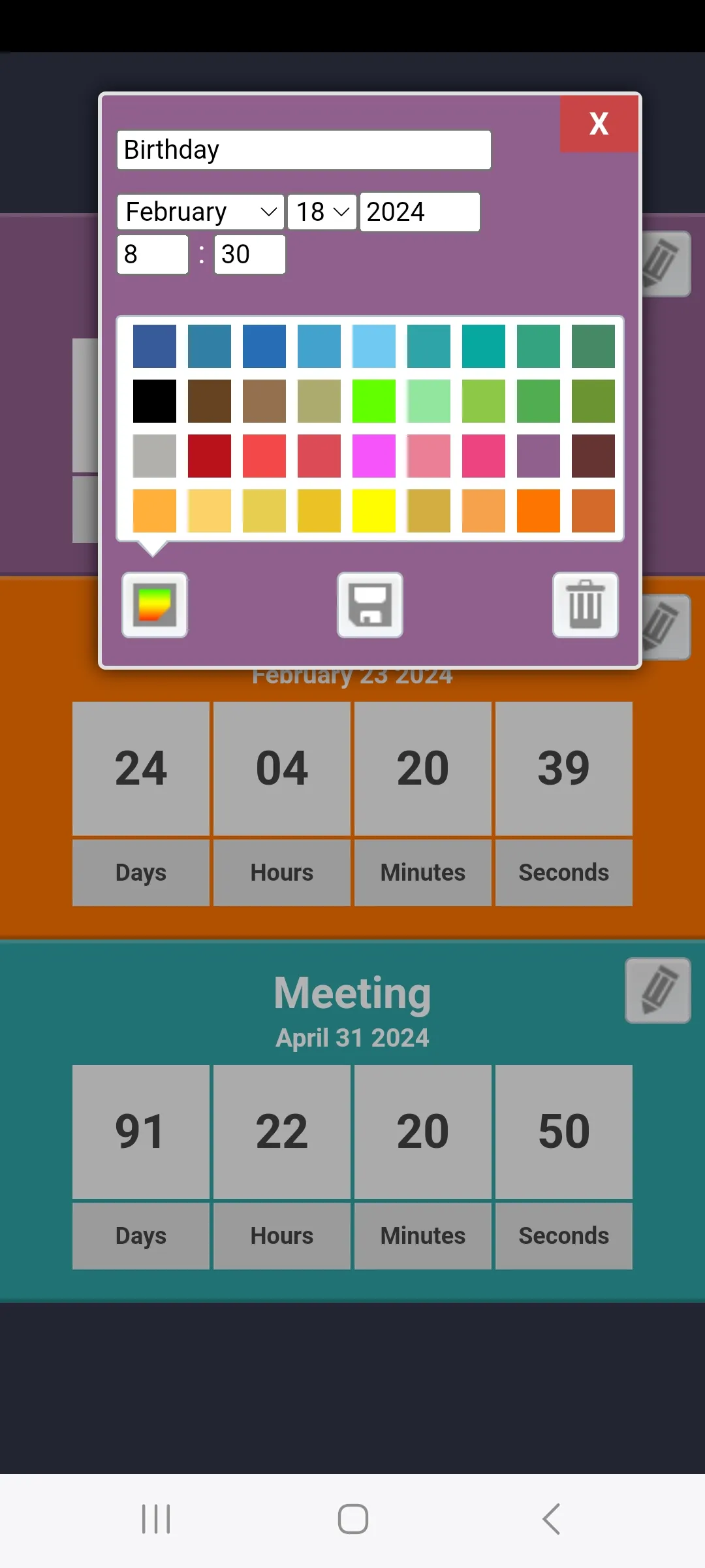 Countdowns for Events | Indus Appstore | Screenshot