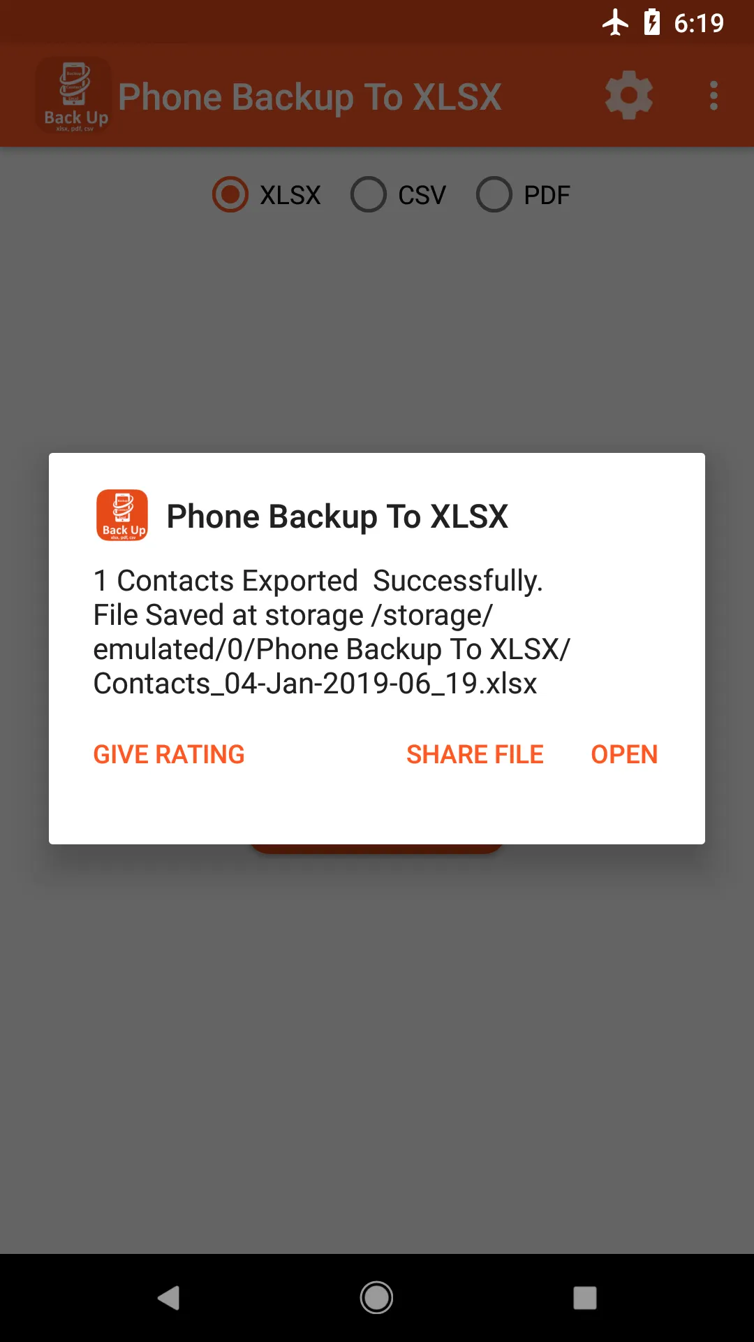 Contacts Backup To XLSX PDF an | Indus Appstore | Screenshot