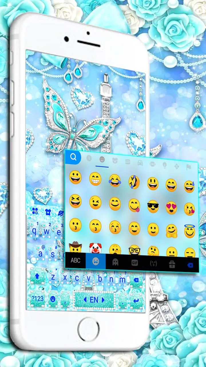 Blue Paris Butterfly Keyboard  | Indus Appstore | Screenshot