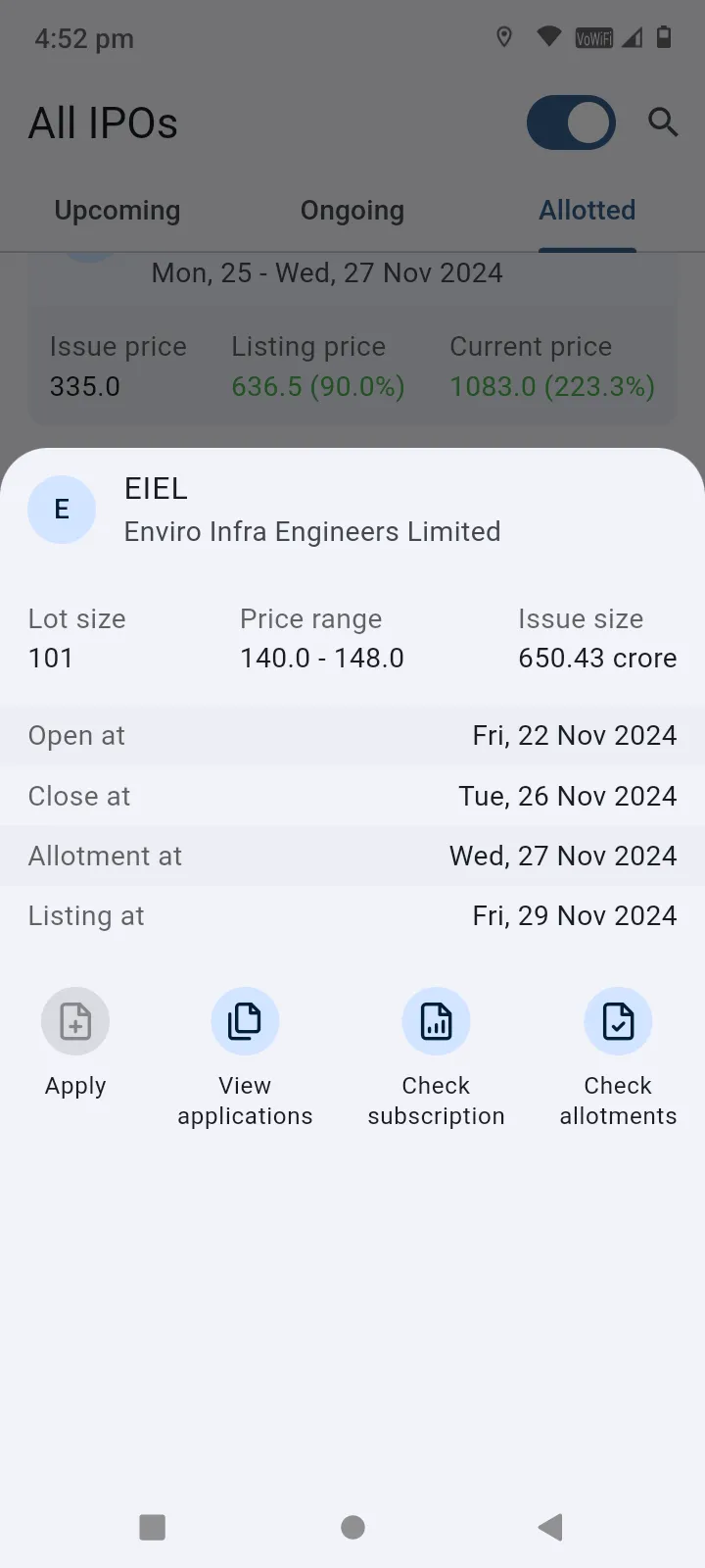 Narada: Check IPO Allotment | Indus Appstore | Screenshot