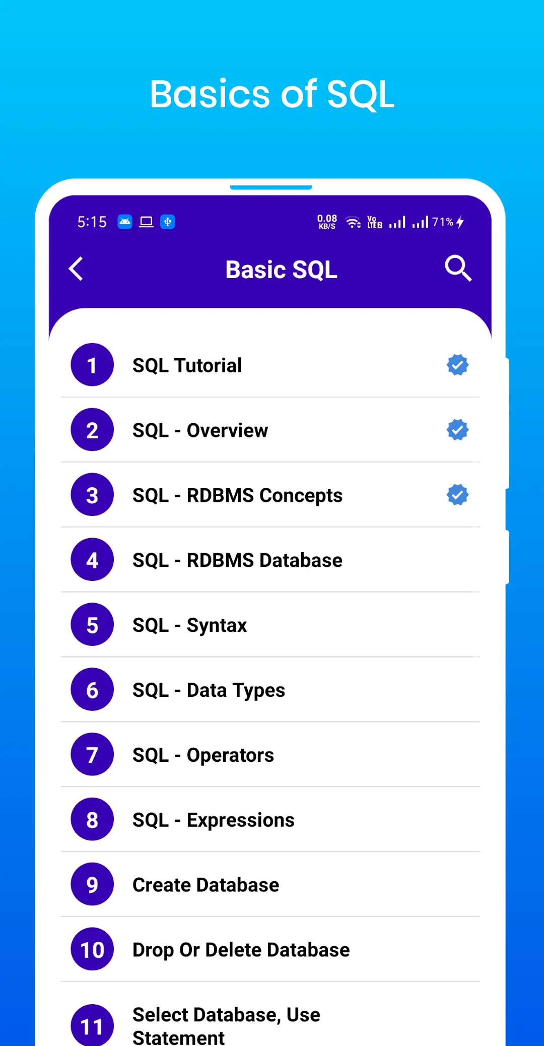 Learn SQL | Indus Appstore | Screenshot