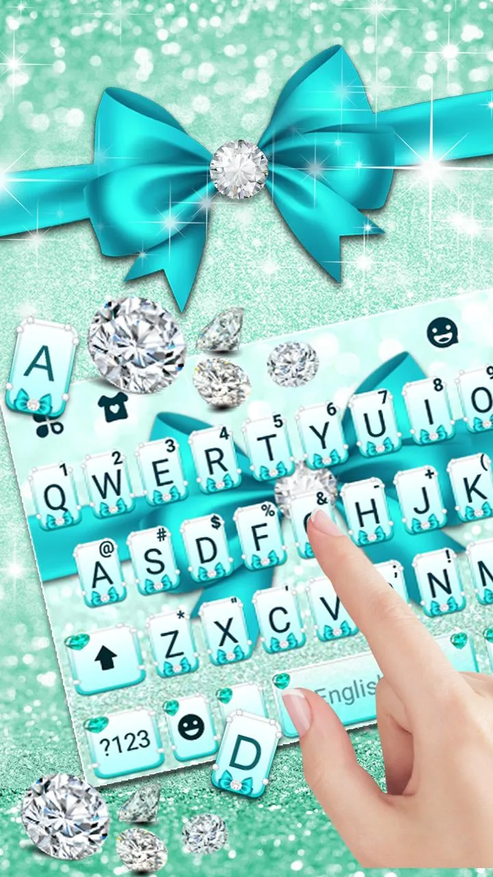 Cyan Diamond Bowknot Keyboard  | Indus Appstore | Screenshot