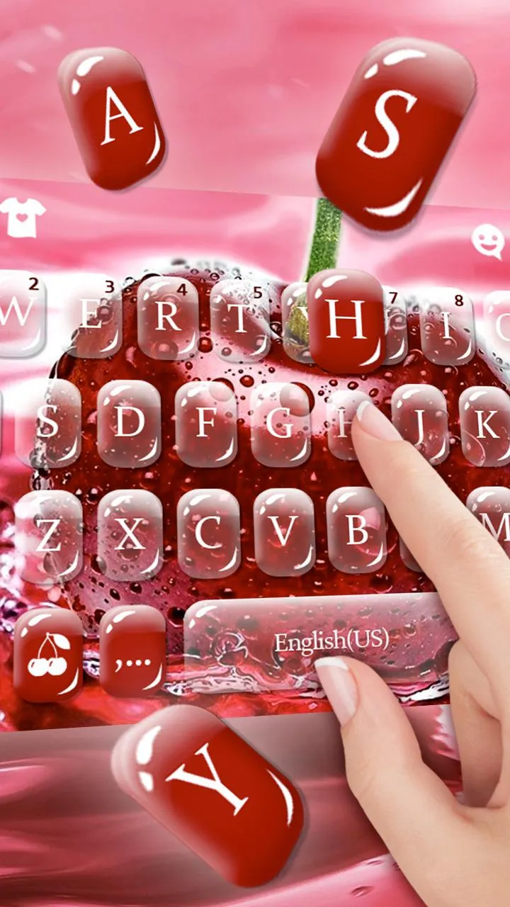 Water Splash Cherry Keyboard T | Indus Appstore | Screenshot