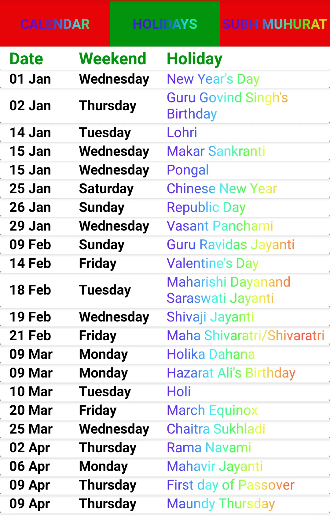 2023 Calendar | Indus Appstore | Screenshot