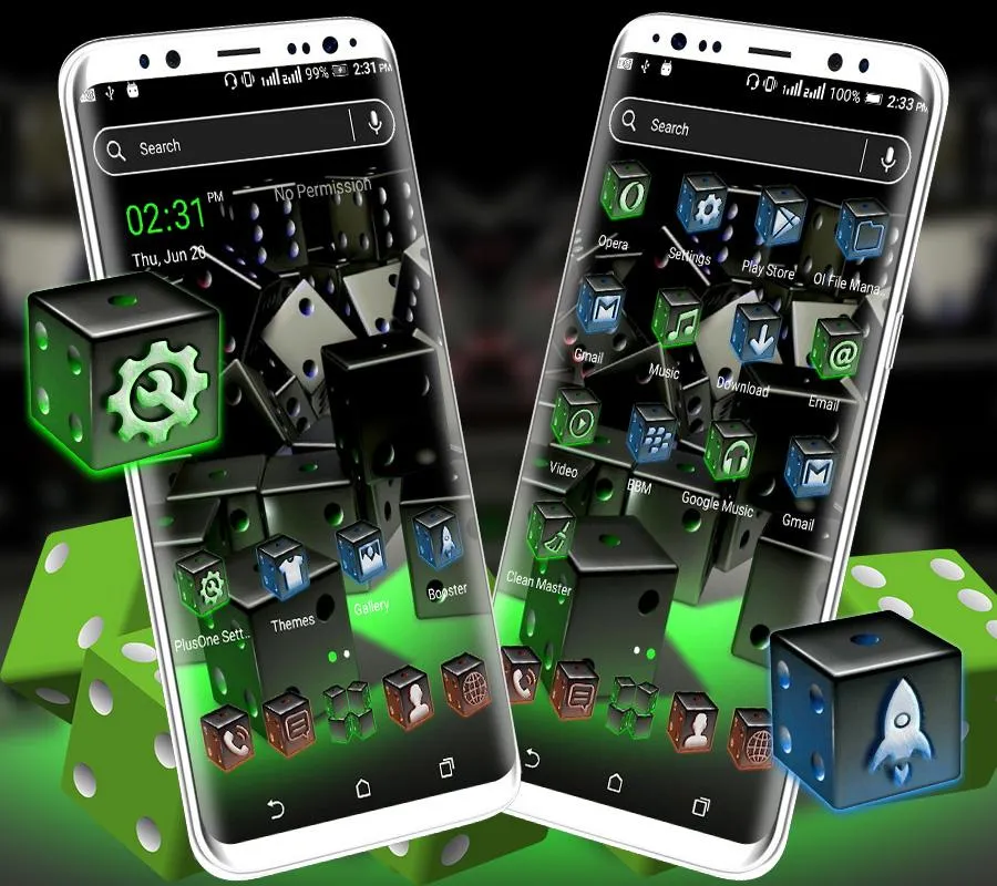 3D Dice Neon Launcher Theme | Indus Appstore | Screenshot