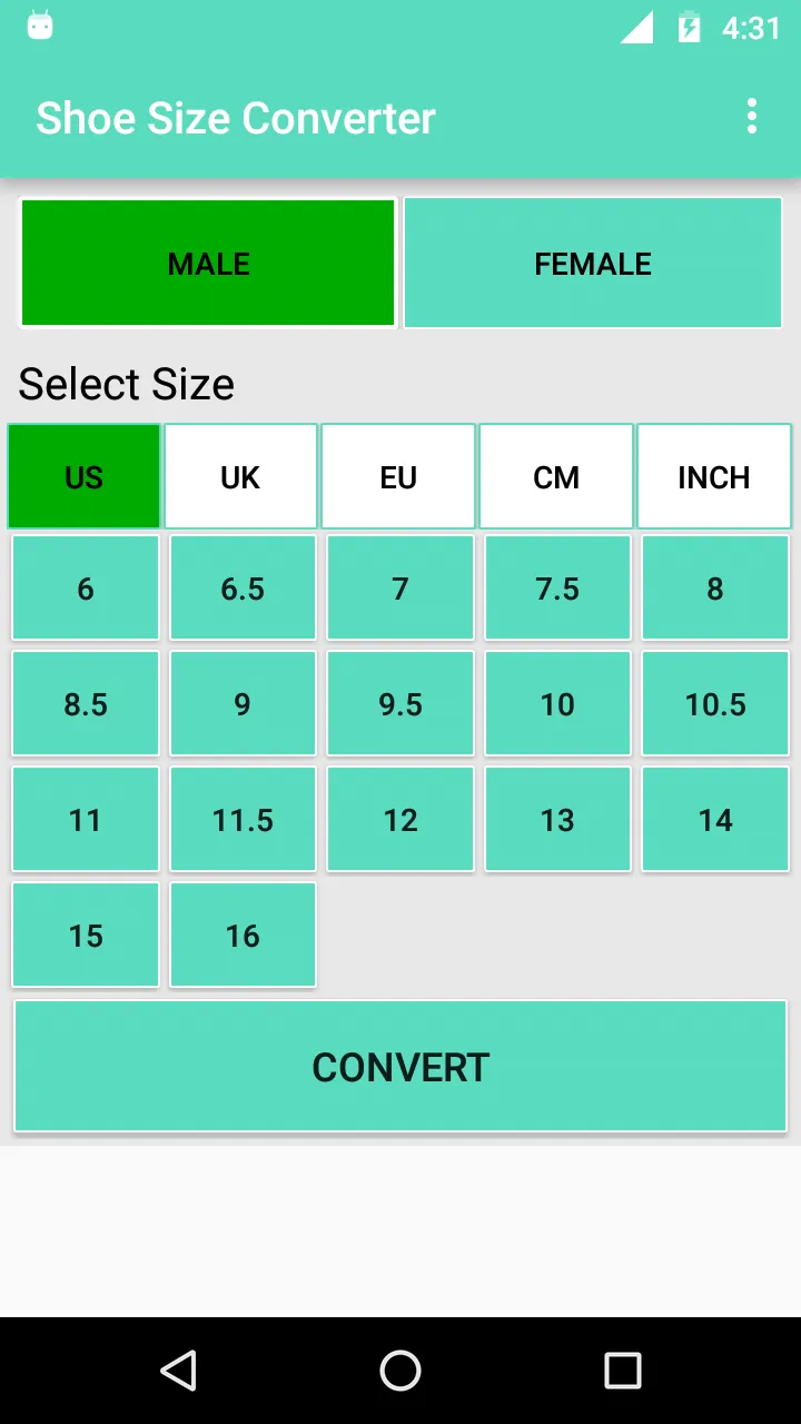 Shoe Size Converter | Indus Appstore | Screenshot