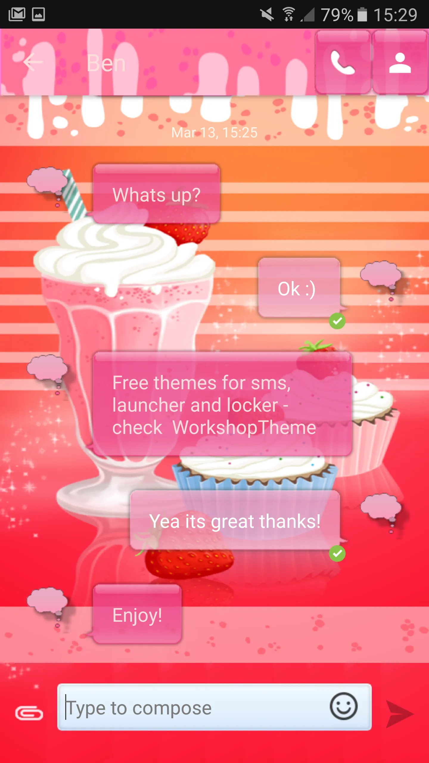 Muffin Shake Theme GO SMS Pro | Indus Appstore | Screenshot