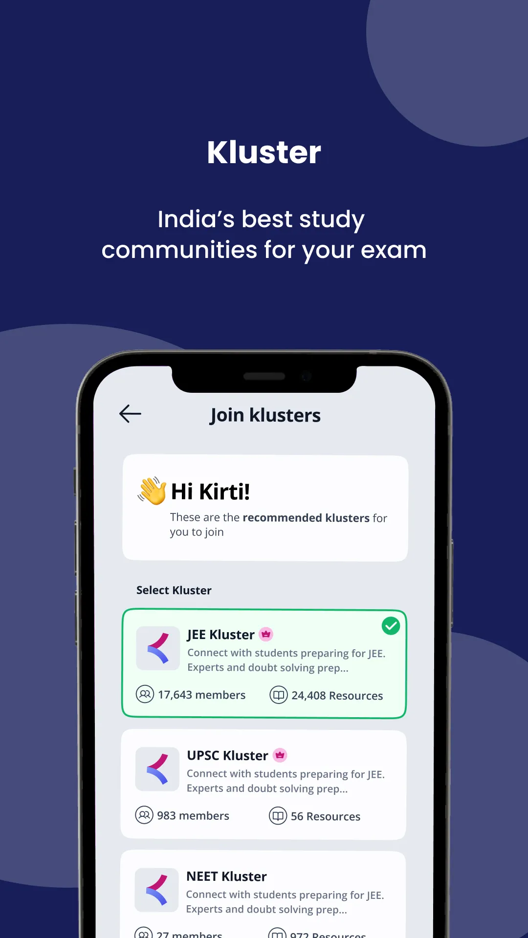 Kluster: Study Communities | Indus Appstore | Screenshot