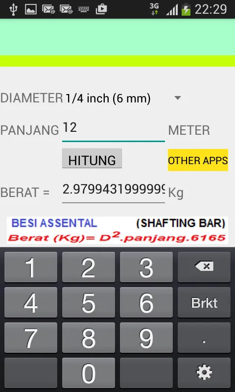 Kalkulator Tabel Berat Besi | Indus Appstore | Screenshot