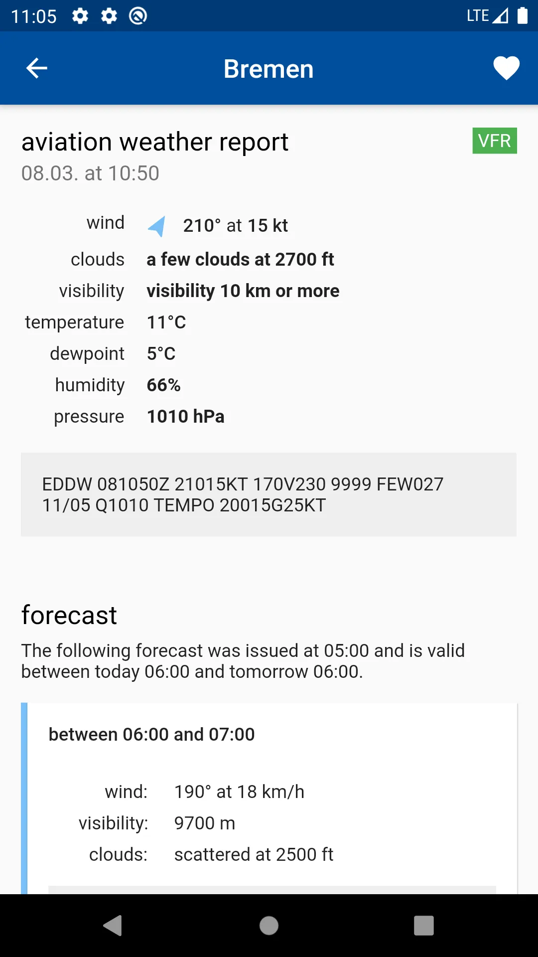 Aviation weather - METAR & TAF | Indus Appstore | Screenshot