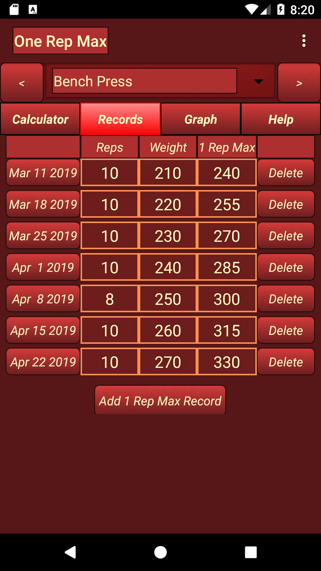 One Rep Max Calculator | Indus Appstore | Screenshot