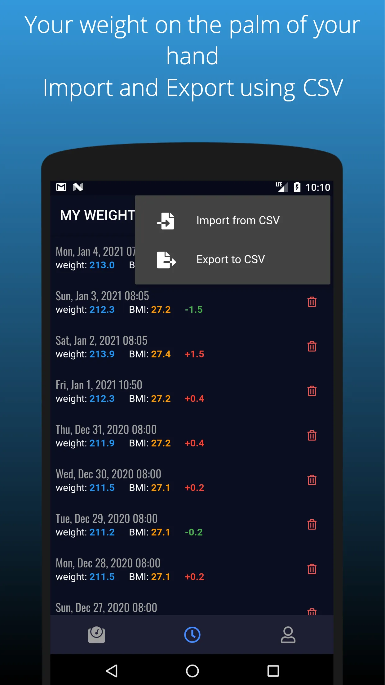 WeightDiary with BMI | Indus Appstore | Screenshot