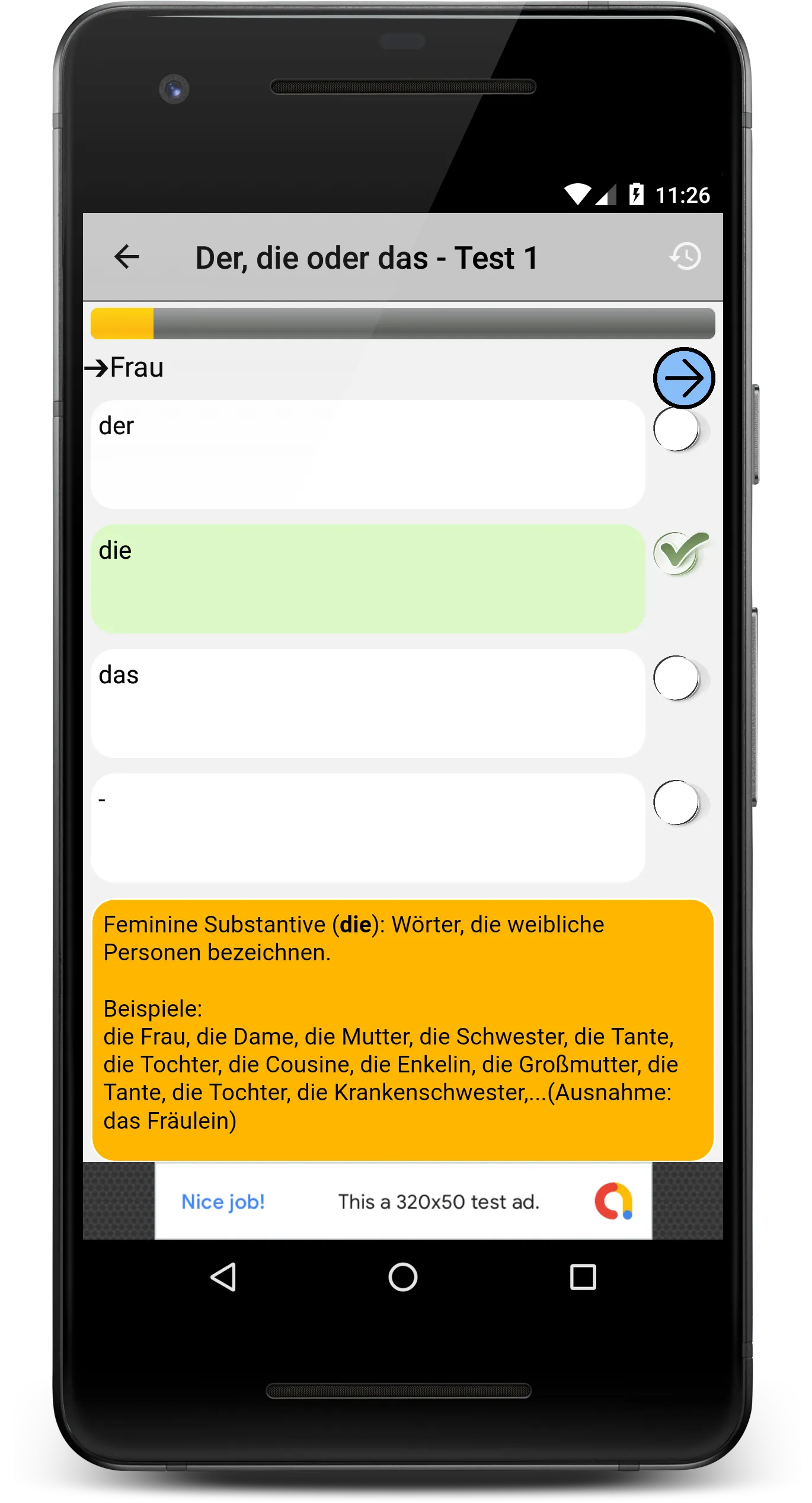 Deutsch Grammatik Test | Indus Appstore | Screenshot