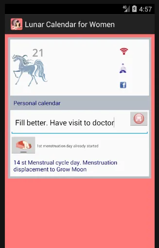 Lunar Calendar for Women | Indus Appstore | Screenshot