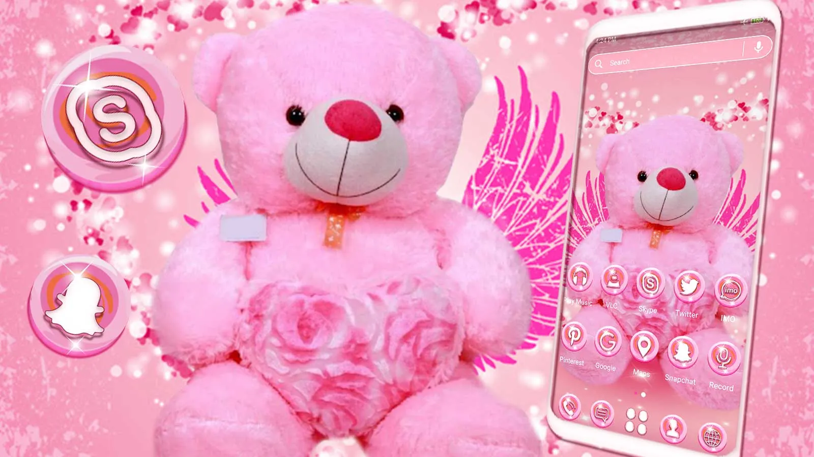 Pink Teddy Bear Theme | Indus Appstore | Screenshot